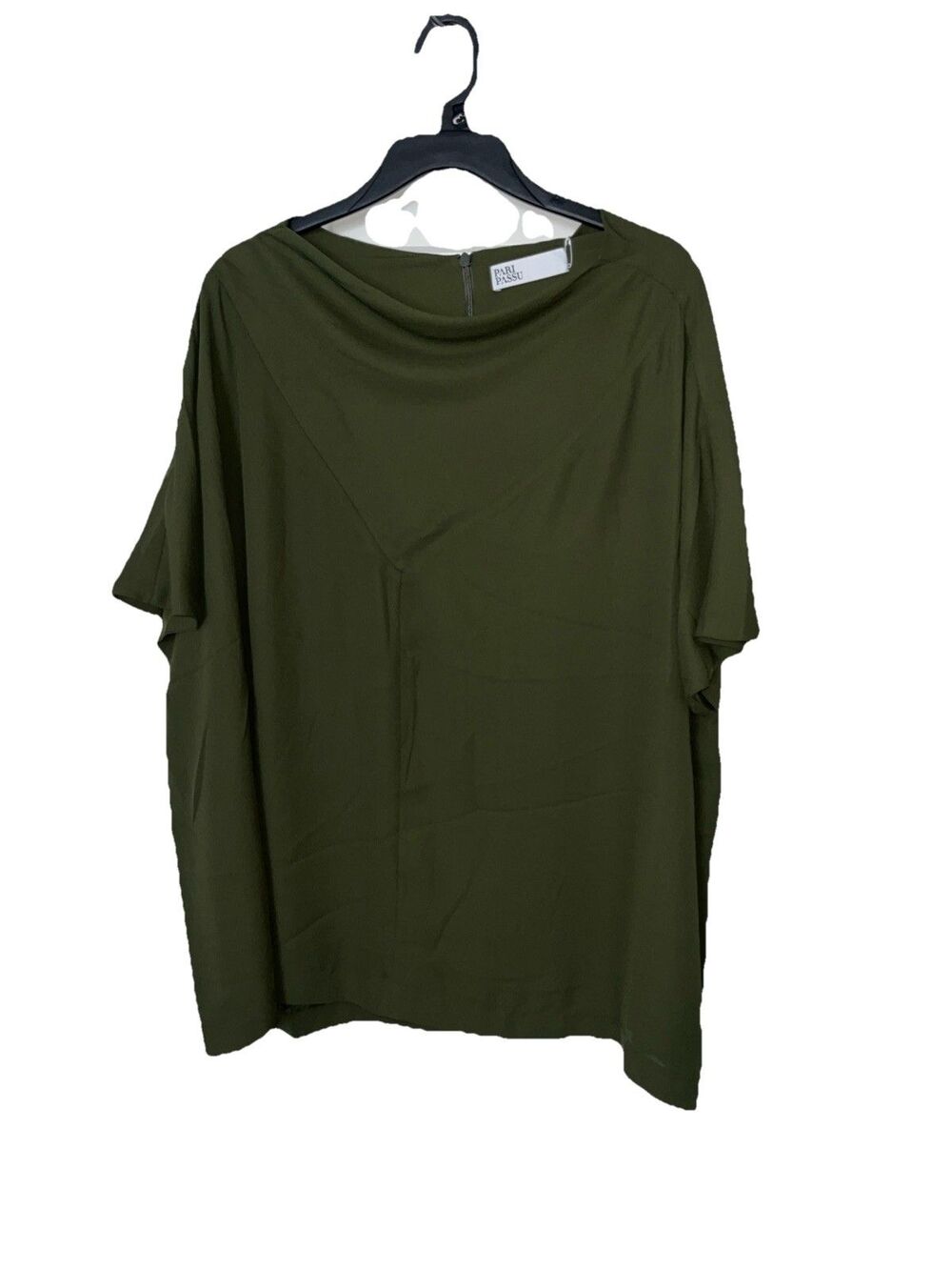 Pari Passu Maura Short Sleeve Top in Army NWT size 16 Minimal Preppy Casual - Picture 3 of 8